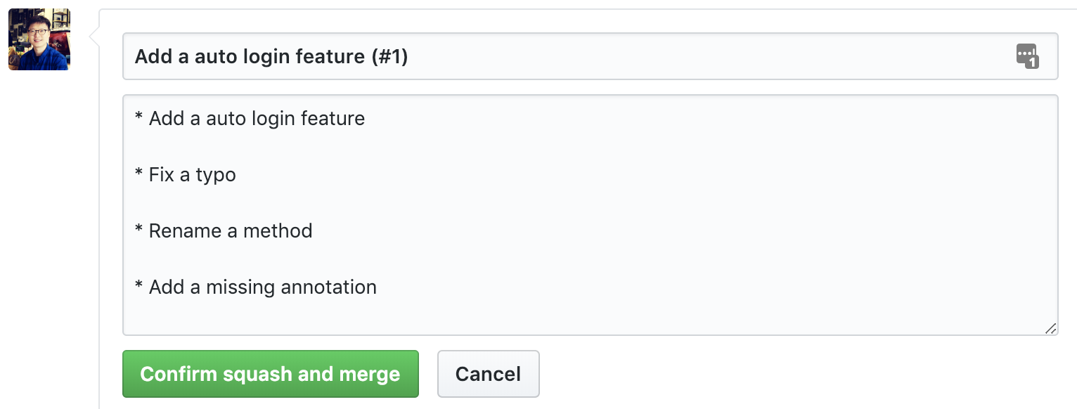 squash commit messages