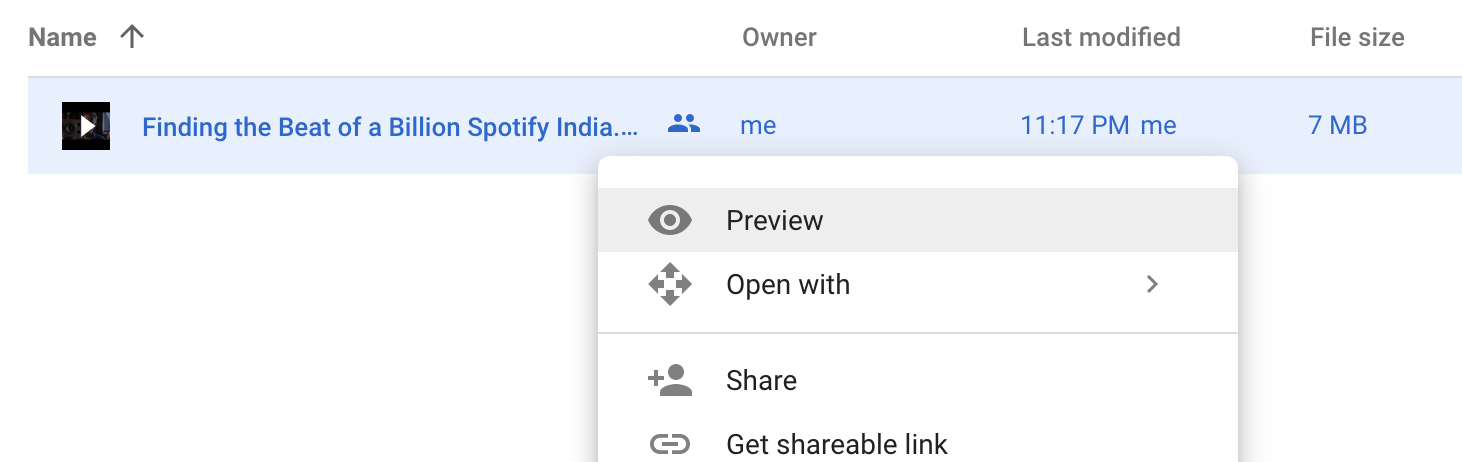 Google drive preview