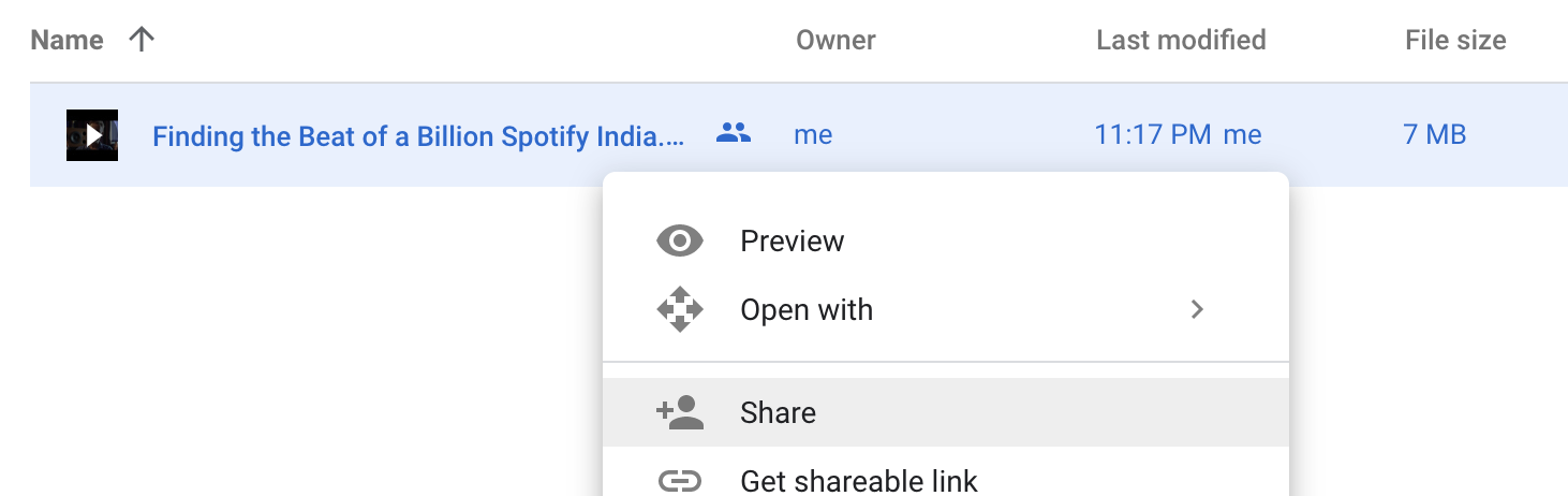 Google drive share